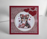 Kartka ręcznie robiona na walentynki piesek