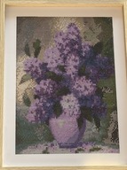 Obraz haft koralikowy – bzy w drewnianej ramie | 34. Finał WOŚP Białystok