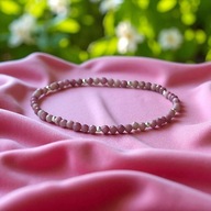 BRANSOLETKA Z KAMIENI NATURALNYCH-RODOCHROZYT FASET,NA GUMCE,SREBRO 925