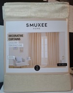 Zasłony DEKORACYJNE Smukee HOME TAŚMA NA TAŚMIE KREMOWE / BEŻ 2 SZT KOMPLET