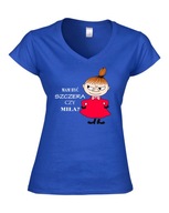 Mała Mi Niebieska Koszulka Damska w Serek Lady Fit - XS