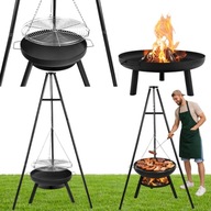 PALENISKO OGRODOWE GRILL OGRODOWY TRÓJNÓG ZE STELAŻEM DUŻE Z RUSZTEM 60CM