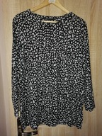 BLUZKA M&S 44 XXL CZERŃ KWIATUSZKI