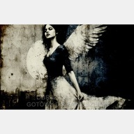 Kobieta anioł abtsrakcja obraz na płótnie 55x80 gotyk skrzydła dark retro