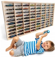 PÓŁKA NA SAMOCHODZIKI AUTKA RESORAKI NA ŚCIANĘ ORGANIZER 80 MIEJSC SKLEJKA