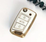 Biało-złote etui na kluczyk VW SEAT SKODA – 3 przyciski