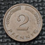 *NIEMCY [0206]*2 fenigi 1963 *J* Niemcy Zachodnie (RFN) Kłosy, Liście dębu
