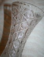 DUŻY KRYSZTAŁ WAZON KRYSZTAŁOWY SZKŁO VINTAGE GLAMOUR WĄSKI PIĘKNY WZÓR