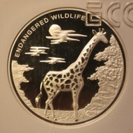 ŻYRAFA 10 FRANCS FRANKÓW 2007 KONGO GCN PR69, MONETA POSREBRZANA SREBRZONA