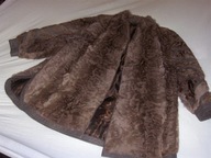 Futro naturalne Brązowe karakuły Duża kurtka.