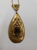 Secesyjny naszyjnik kolia Art Nouveau dymny kwarc metal złocony AUREA