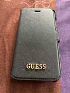 Etui z klapką skorzane Guess do iPhone 8 czarny