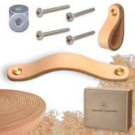 UCHWYT UCHWYTY SKÓRZANY SKÓRZANE MEBLOWE RĄCZKA 2,5CM SZEROKI LEATHER 128MM