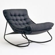 Fotel Bujany Wypoczynkowy grafitowy Miękkie Pikowane Siedzisko