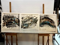 OBRAZ NA PŁÓTNIE | „PANTA RHEI TRYPTYK" | WŁODZIMIERZ ZAPART 3x83X83CM