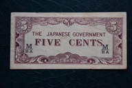 Banknot Japonia okupacja 5 cents !!!