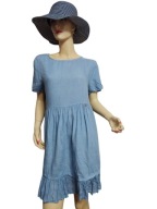 WŁOSKA SUKIENKA LNIANA swobodna z falbaną 38/40