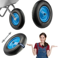 KOŁO KÓŁKO DO TACZKI Z DĘTKĄ POMPOWANE + OŚ WÓZKA TACZEK MOCNE I SOLIDNE