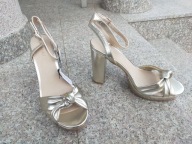 ANNA FIELD nr 40-41 eleganckie złote sandały na słupku skóra nowe