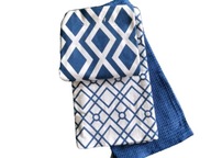 Ładne Ścierki Kuchenne Niebieskie Wzory portugalskie wafel gofer białe 3