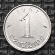 *FRANCJA [0124]*1 centym 1 CENTIME 1967 Piąta Republika, Kłosy Republika