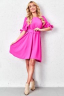 Sukienka z wiązaniami na rękawach i paskiem