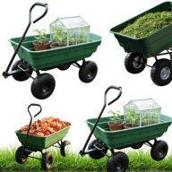 WÓZEK OGRODOWY 3W1 WYWROTKA TACZKA PRZYCZEPKA 220KG 75L ZIELONY DO OGRODU