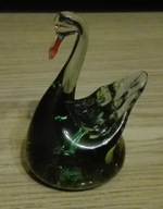 SZKLANA FIGURKA ŁABĘDŹ handmade rękodzieło zielona nowa