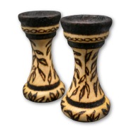 Drewniane kieliszki na jajka -liście - ręcznie zdrobione, pirografia, dekor