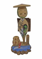 Oryginalna japońska lalka kokeshi wędkarz 10,5 cm