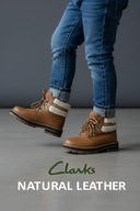 Clarks Prague trzewiki skórzane brązowe ocieplane unisex rozm. 28,5