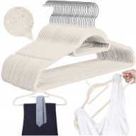 WIESZAKI WELUROWE NA UBRANIA DO SZAFY AKSAMIT PREMIUM BEŻOWE 20 SZT