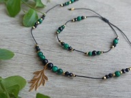 Komplet naszyjnik i bransoletka, kamienie amulet