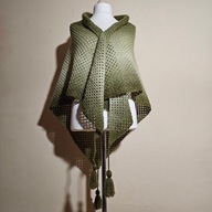 Chusta ręcznie robiona na szydełku, szer. 200cm x wys. 105cm,wełna, K2