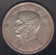 Chiny 22 rok Republiki 1 yuan średnic 40 mm