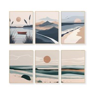 PLAKATY MORZE, GÓRY, JEZIORA-GOTOWE ZESTAWY DO SALONU, SYPIALNI-3x30x40cm.