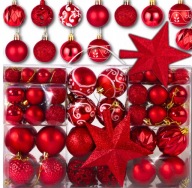 BOMBKI CHOINKOWE NA CHOINKĘ ZESTAW XXL CZERWONE 100 szt 6/4/3 cm Z GWIAZDA