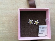 kolczyki srebrne z mlecznym bursztynem rozgwiazdy