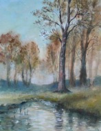 Akwarela Sabina Salamon 27x38pejzaż drzewa las