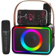 Głośnik Bluetooth do Karaoke K26 LED + 2 Mikrofony Bezprzewodowe USB/AUX