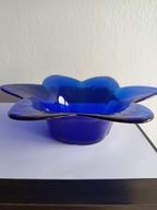 SZKLANA KOBALTOWA PATERA ŚWIECZNIK