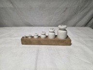 Stare odważniki porcelanowe z okresu Prl-u w etui - zestaw 1/2-20dkg