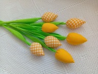 TULIPANY Z MATERIAŁU 35 cm BUKIET 7 sztuk