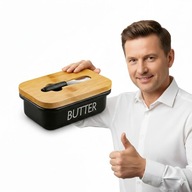 MASELNICZKA CERAMICZNA CZARNA MASELNICA Z POKRYWKĄ I NOŻYKIEM GRATIS ZESTAW