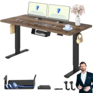 BIURKO ELEKTRYCZNE REGULOWANA WYSOKOŚĆ SOLIDNE CZARNE NOWOCZESNE 160X80CM