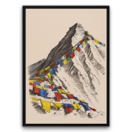Plakat z ramą 40x50cm Himalaje Flagi Szczyt Azja Natura Spokój Styl Hit