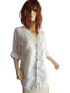 włoska KOSZULA LNIANA rękaw podpinany ładny tył 42