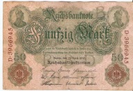 Niemcy 50 Marek 1910 D Wilhelm II 7 cyfr złota marka niemiecka