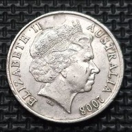 *AUSTRALIA [0227]*20 centów 2008 *Elżbieta II, zwierzęta Dziobak