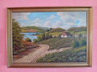 STARY DUŻY OBRAZ OLEJNY PŁÓTNO sygnowany